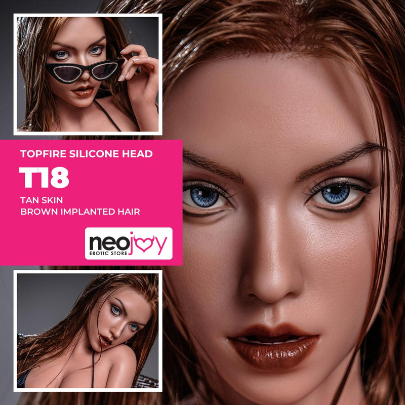Topfire T18 - AI Talking Silicone Sex Doll Head - Heated Oral Suction - M16 Compatible - Tan video