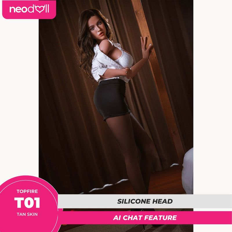 Topfire T01 - AI Talking Silicone Sex Doll Head - Heated Oral Suction - M16 Compatible - Tan video