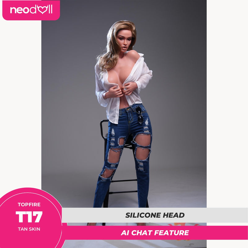Topfire T17 - AI Talking Silicone Sex Doll Head - Heated Oral Suction - M16 Compatible - Tan video