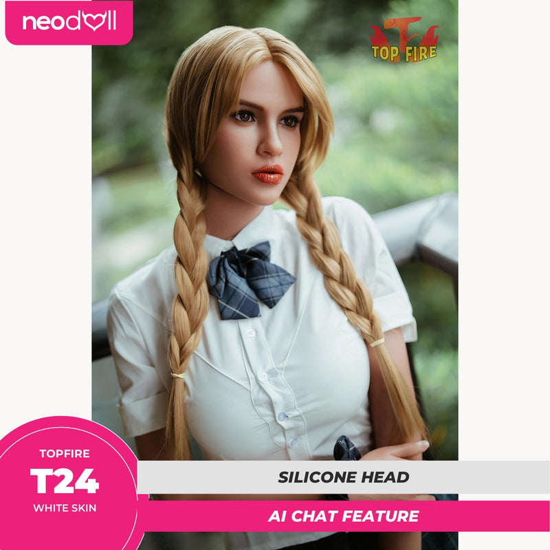 Topfire T24 - AI Talking Silicone Sex Doll Head - Heated Oral Suction - M16 Compatible - White video