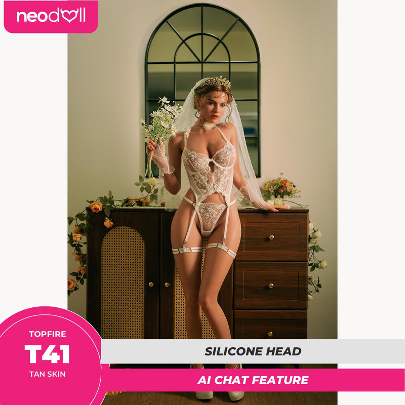 Topfire T41 - AI Talking Silicone Sex Doll Head - Heated Oral Suction - M16 Compatible - Tan video