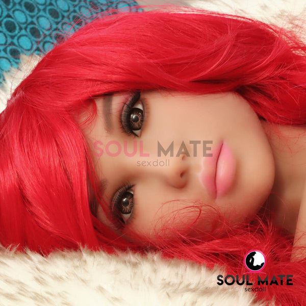 [HEAD-SM-57#-TAN-SILICONE-BROWN-M16-IMPLANTED HAIR]