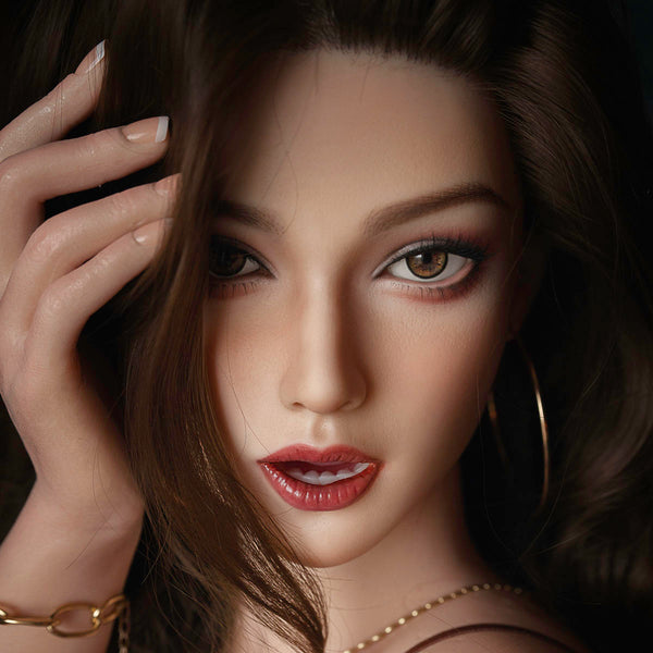 [HEAD-SY-M18#-NATURAL-SILICONE-BROWN-M16-IMPLANTED HAIR-MOVABLE JAW]