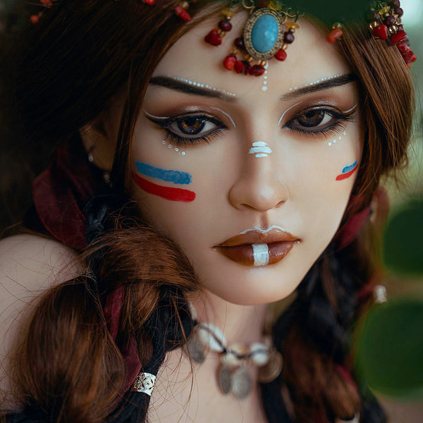 [HEAD-SY-S33#-NATURAL-SILICONE-BROWN-M16-IMPLANTED HAIR]