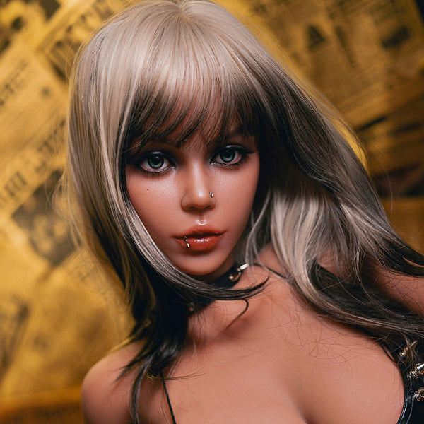 [HEAD-SY-M44#-TAN-SILICONE-BROWN-M16-IMPLANTED HAIR-MOVABLE JAW]