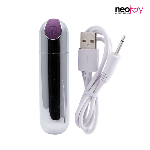 Neojoy Bullet Love USB Rechargable 10 Intense Speed Function Vibrator Silver