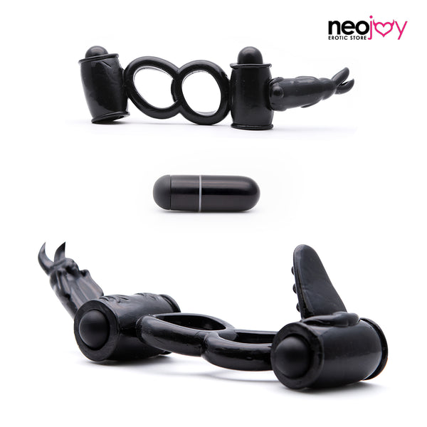 Neojoy Double Vibrator Ring Jelly Cock and Balls Double Ring Erection Enhancer