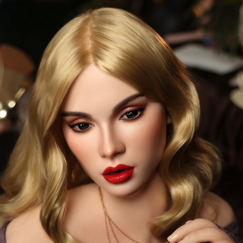 Orangein - Medelina - Silicone Sex Doll Head - Movable Jaw - Implanted Hair - M16 Compatible - White video