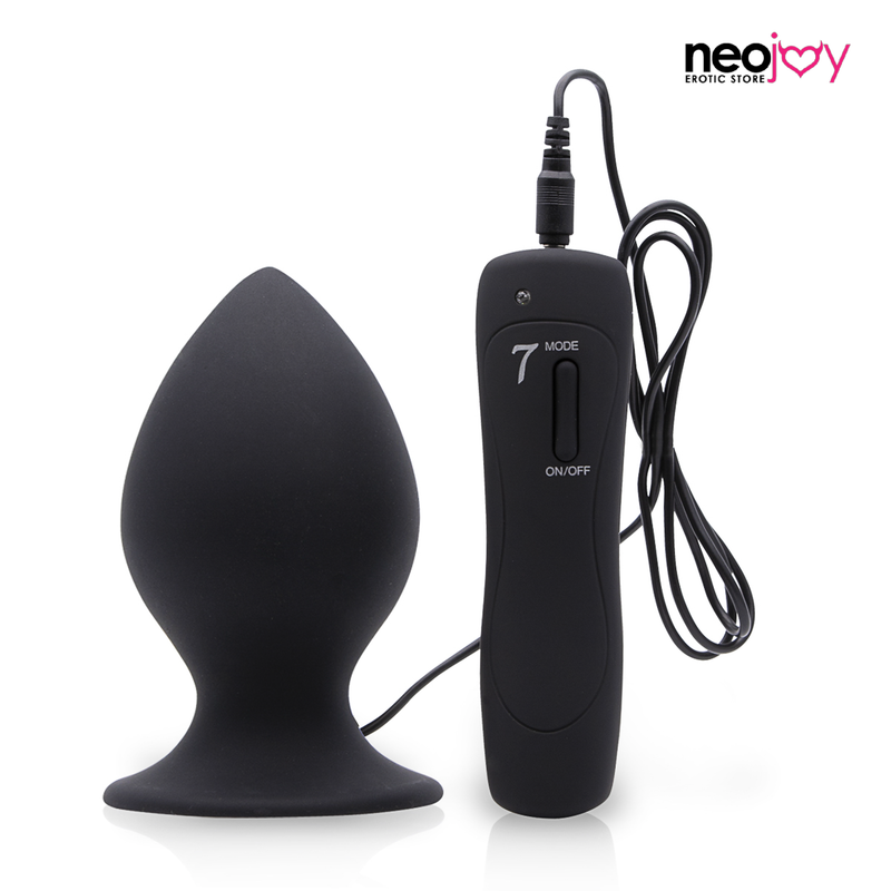 Neojoy Smooth 7-Vibration Functions Silicone Butt Plug With Suction Cup Base - Black video