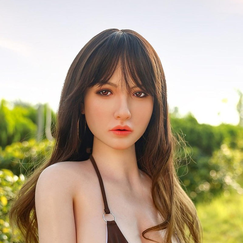 Orangein G12 - AI Chat Movable Jaw Silicone Sex Doll Head - Implanted Hair - M16 Compatible - Tan video