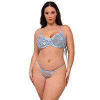 Subblime Flower Embroidered Bra and Panties Set Sky Blue L/XL video