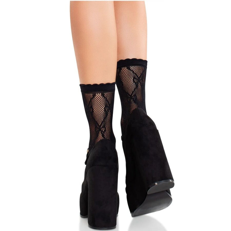 Leg Avenue Black Lace Bow Lace Socks video