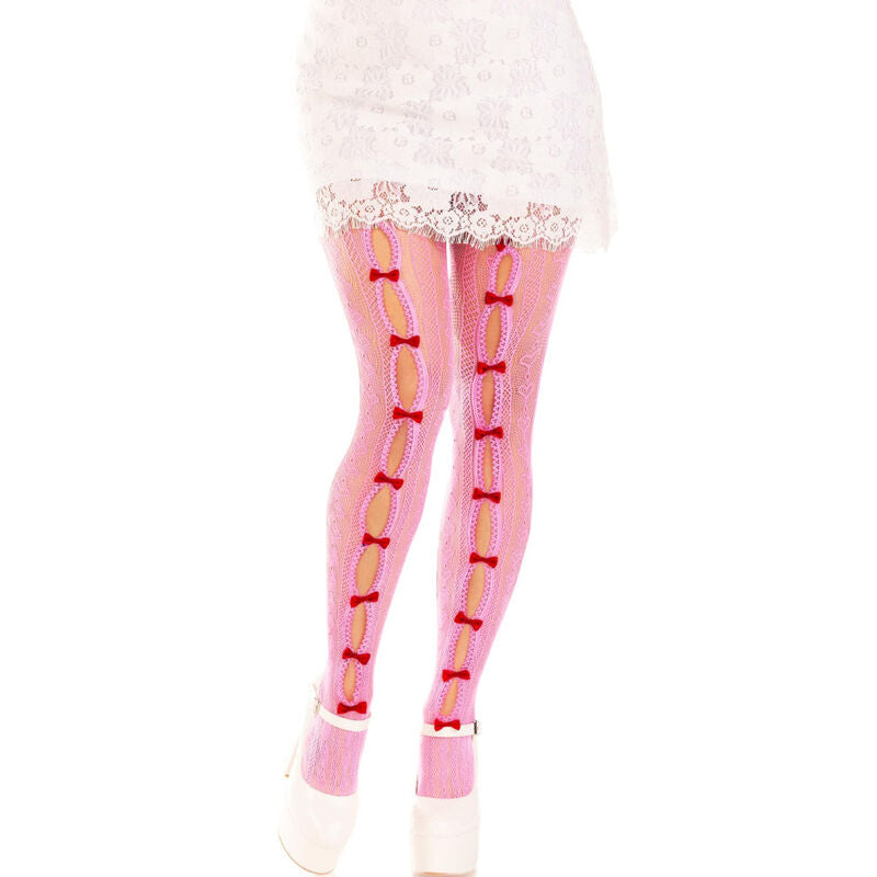 Leg Avenue Stockings with Openings Heart & Bows Pink video