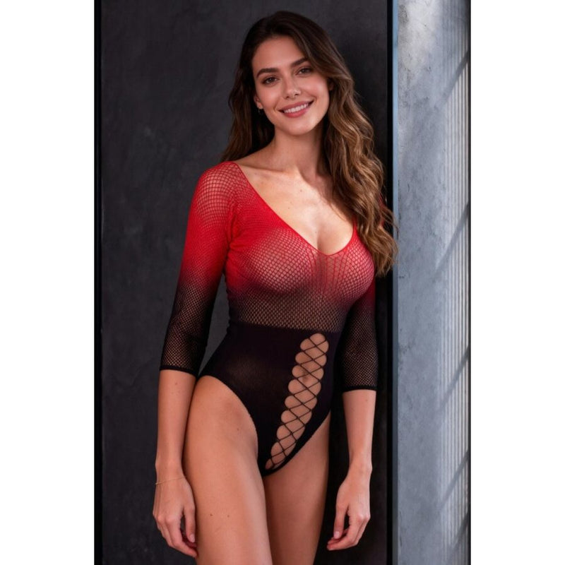 Passion Bs118 Black and Red Mesh Bodystocking video