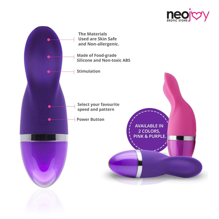 NeoJoy Ladyfinger Silicon Vibrator 9 Functions USB Rechargeable - Purple - Lucidtoys