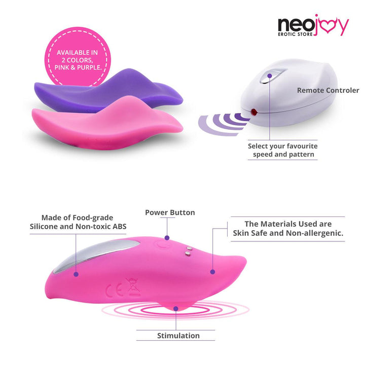 NeoJoy Leaf Vibrator Silicon 9 Vibration Function USB Rechargeable - Pink - Lucidtoys