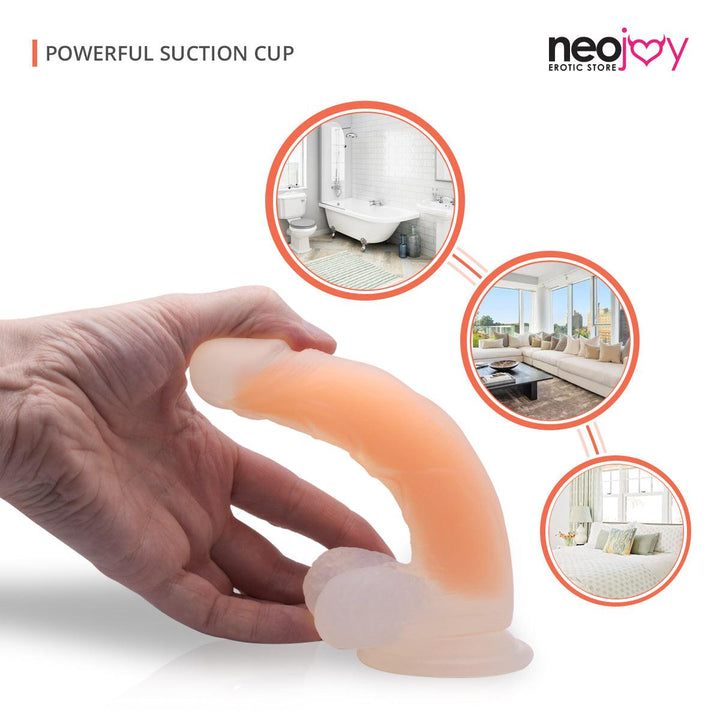 Neojoy - Pure Silicone transparent and luminous Dildo - Orange - lucidtoys.com