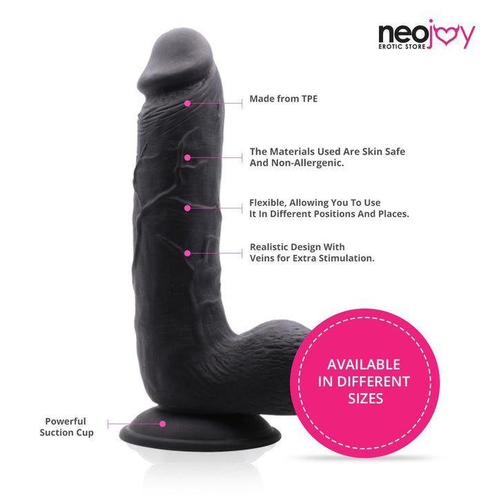 Neojoy - King-Dong Dildo Flesh With Suction Cup - Black - 21.34cm - 8.4 inch - Lucidtoys
