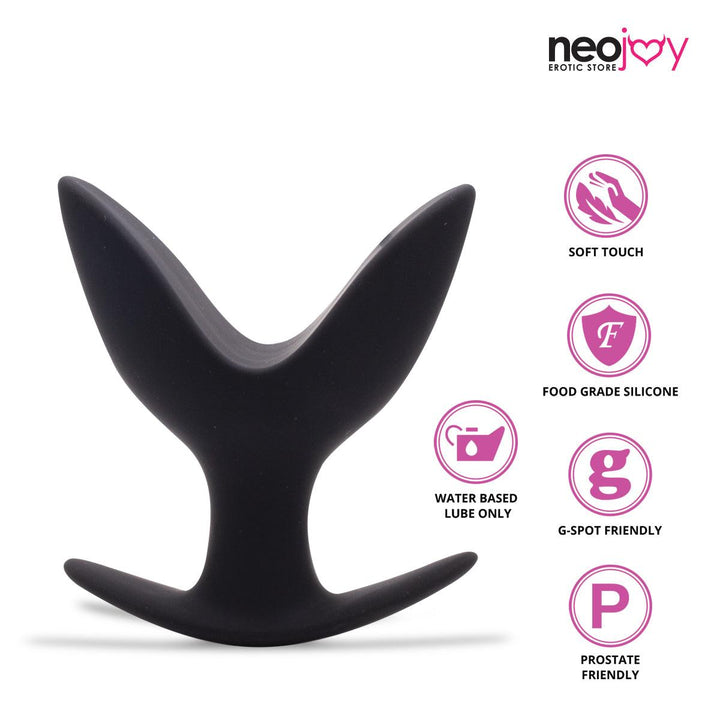 Neojoy Super Expandable Butt Plug Silicone Black With Flat Base Medium - Lucidtoys