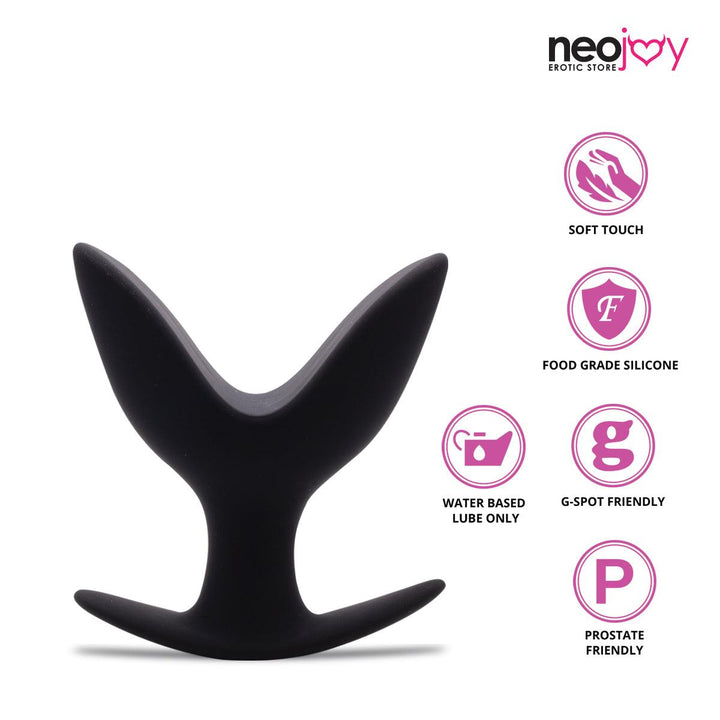 Neojoy Super Expandable Butt Plug Silicone Black With Flat Base Extra Large - Lucidtoys