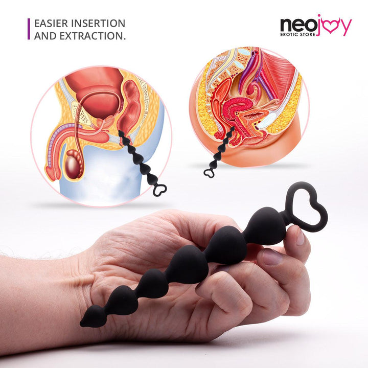 Neojoy Love Anal Beads Silicone Black - 6.9 inch -17.45cm - Lucidtoys