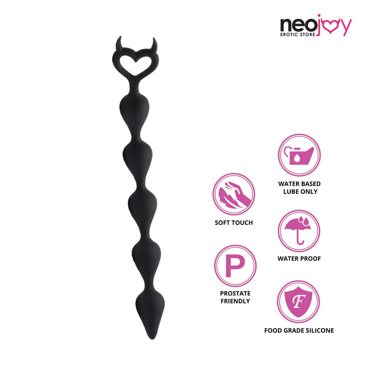 Neojoy Devil Anal Beads Silicone Black - 14.6 inch - 37cm Anal Beeds - lucidtoys.com Dildo vibrator sex toy love doll