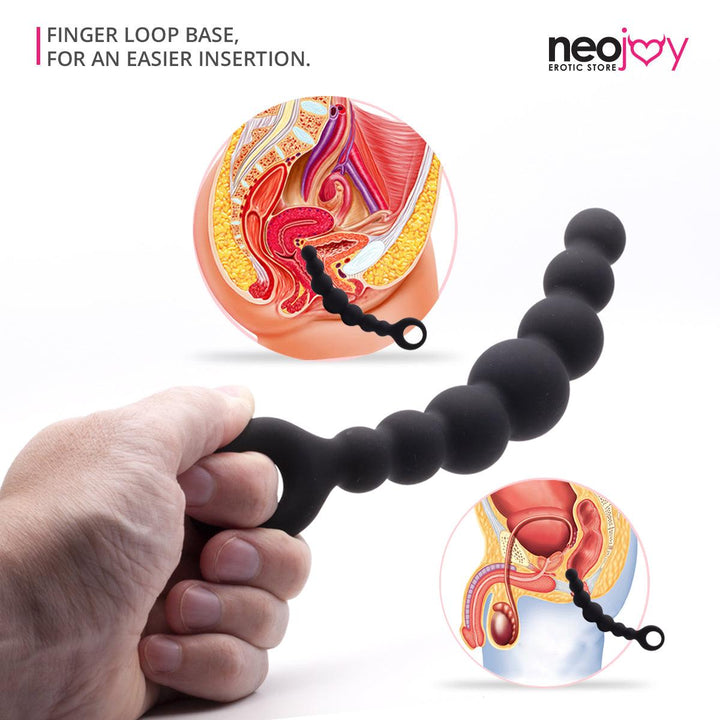 Neojoy Anal Butt Plug 7 beads silicone - Black 7.28 inch -18.5 cm Dildos - lucidtoys.com Dildo vibrator sex toy love doll