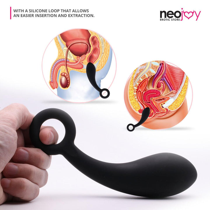 Neojoy Anal Dildo Silicone Black With Loop Large - 7.3 inch - 18.5cm Anal Dildos - lucidtoys.com Dildo vibrator sex toy love doll