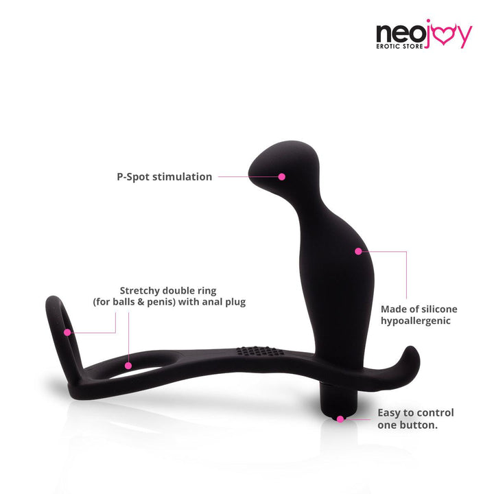 Neojoy Prostate massager with Cock Ring Silicone Penis Ring Male Sex Toy Prostate Massagers - lucidtoys.com Dildo vibrator sex toy love doll