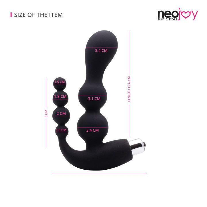 Neojoy G-Spot Double Vibrating Plug Silicone - Black 4.96 inch - 12.6cm - Lucidtoys