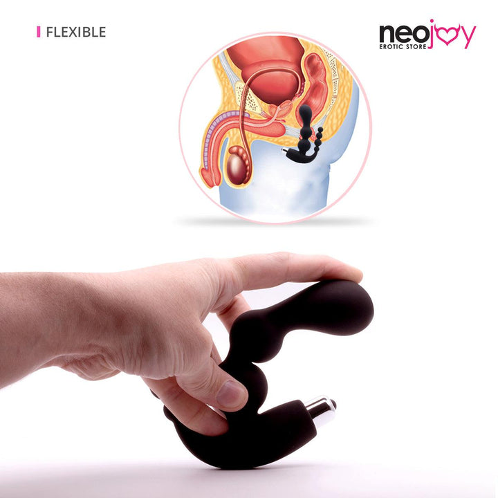 Neojoy G-Spot Double Vibrating Plug Silicone - Black 4.96 inch - 12.6cm - Lucidtoys