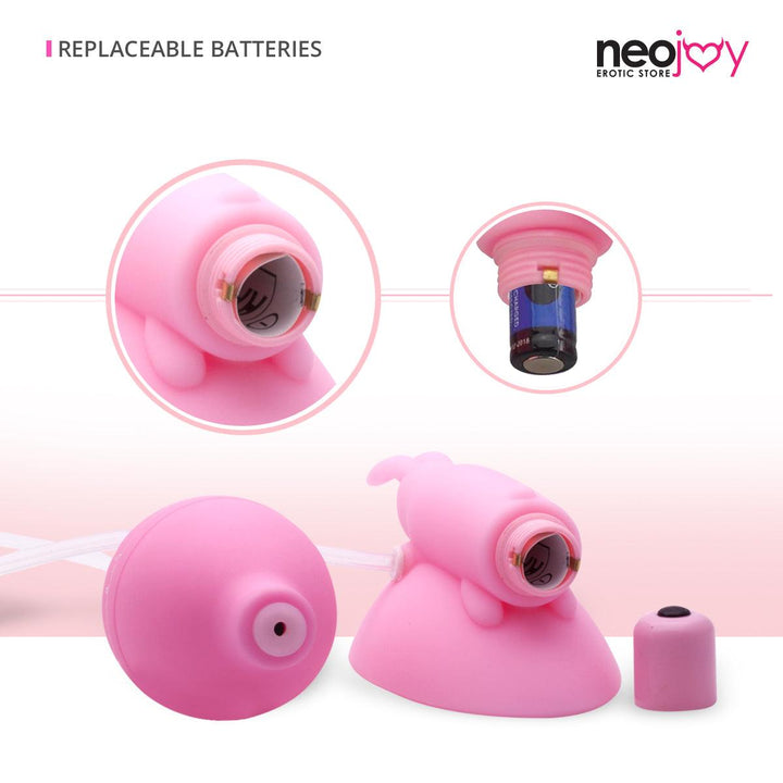 Neojoy Vagina Pump Vibrator Silicone - Pink 5.90 inch- 15cm 2