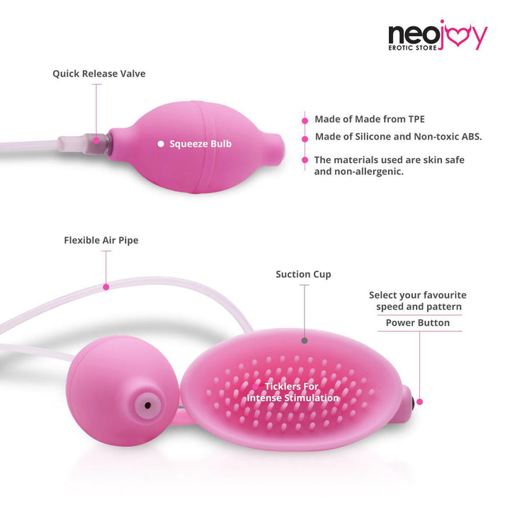 Neojoy Vagina Pump Vibrator Silicone - Pink 5.90 inch- 15cm 1