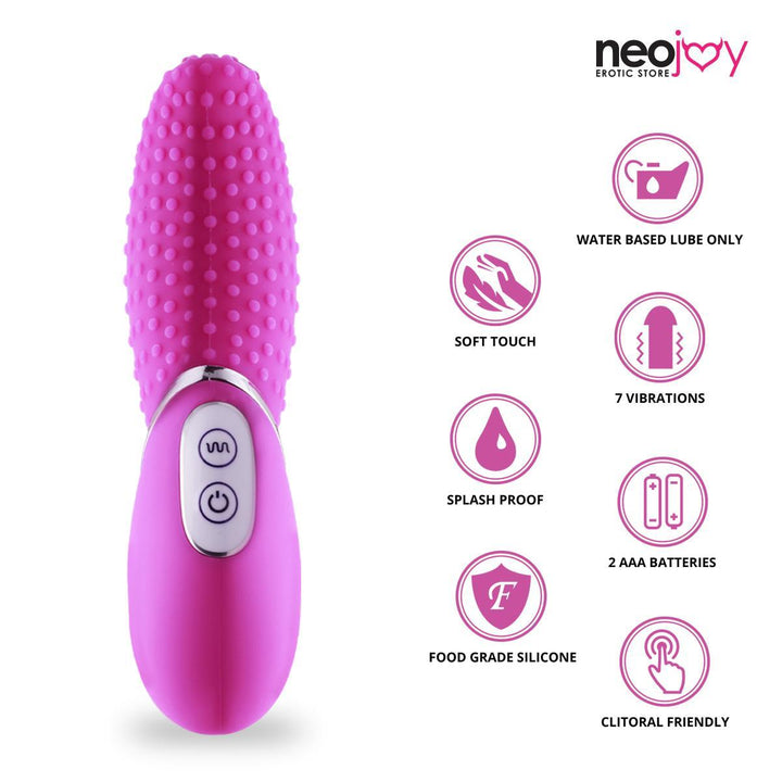 Neojoy Tongue Vibe Silicone Clitoral Vibrator 7-Speed Functions - Pink - Lucidtoys