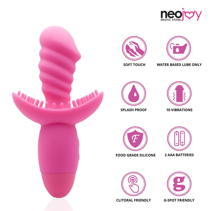 Neojoy Silicone Twist G-spot Clitoral Vibrator 10-Speed Functions - Pink G-spot - lucidtoys.com Dildo vibrator sex toy love doll