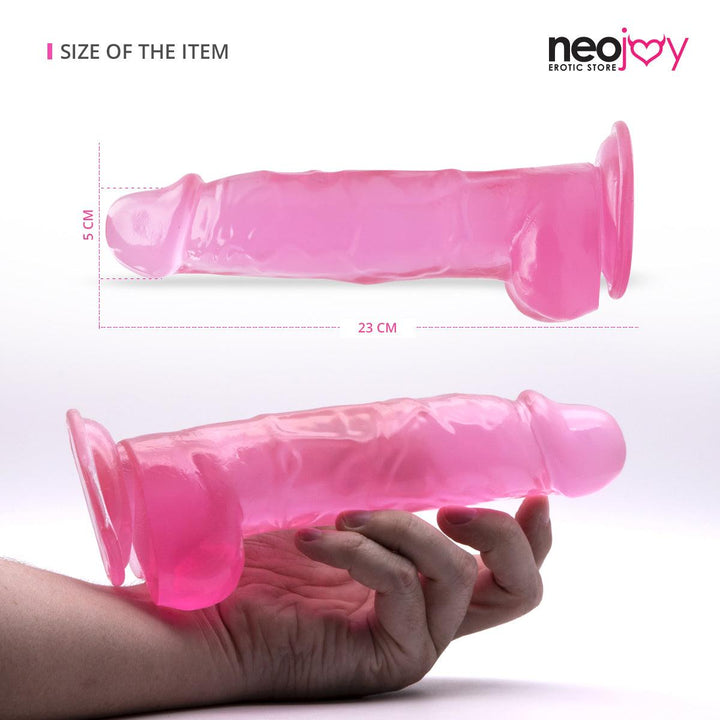 Neojoy Soft Jelly Crystal Dildo TPE with Suction Cup - Pink 9 inch - 23cm - Lucidtoys