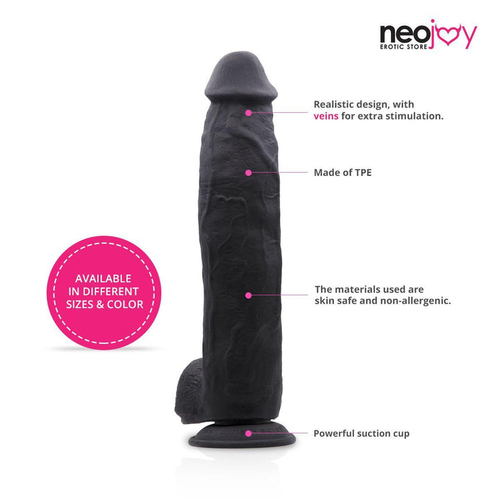 Neojoy Knight Dildo TPE With Suction Cup - Black 12 Inch - 30 cm - Lucidtoys