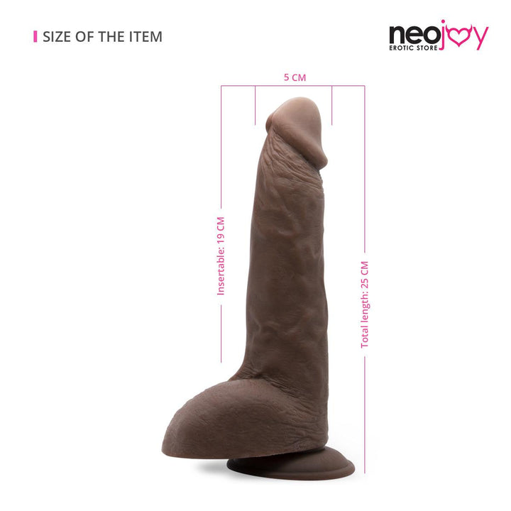 Neojoy Silent Lover Realistic Dildo with Suction Cup TPE Brown  25.4 cm - 10 inch Dildos - lucidtoys.com Dildo vibrator sex toy love doll