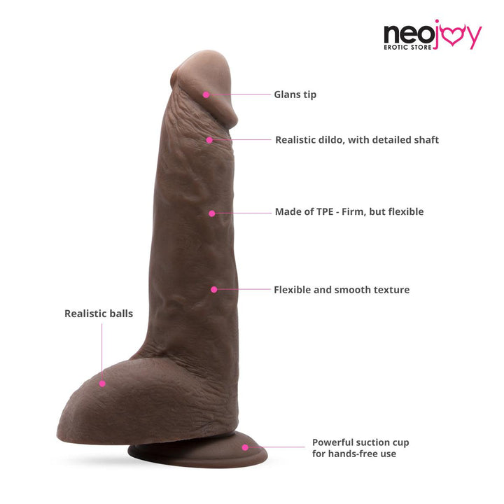 Neojoy Silent Lover Realistic Dildo with Suction Cup TPE Brown  25.4 cm - 10 inch Dildos - lucidtoys.com Dildo vibrator sex toy love doll