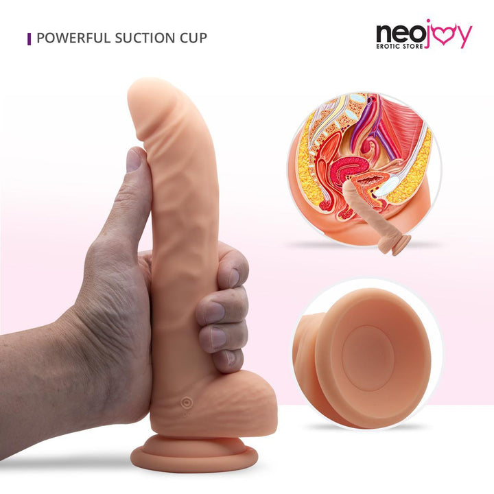 Neojoy Biggy Vibrating Rotating Silicone Dildo Flesh With Suction Cup 18cm - 7 inch Dildos - lucidtoys.com Dildo vibrator sex toy love doll