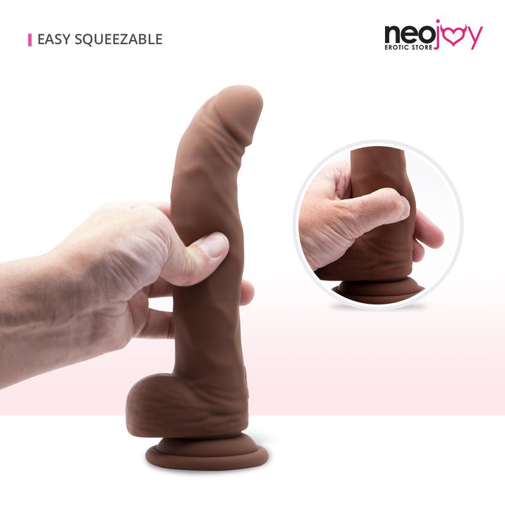 Neojoy Biggy Vibrating Rotating Silicone Dildo Brown With Suction Cup 18cm - 7 inch Dildos - lucidtoys.com Dildo vibrator sex toy love doll