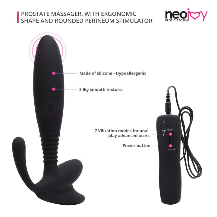 Neojoy Prostate - Spot Player Black Massager Silicon - Black - 12 cm - 4.7 inch Prostate Massagers - lucidtoys.com Dildo vibrator sex toy love doll