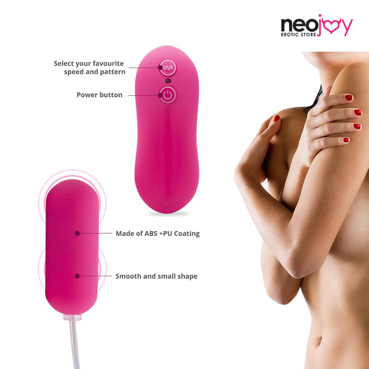 Neojoy Vibrating Bullet Clitoral Vibrator 10-Speed Functions Soft ABS - Pink - Lucidtoys
