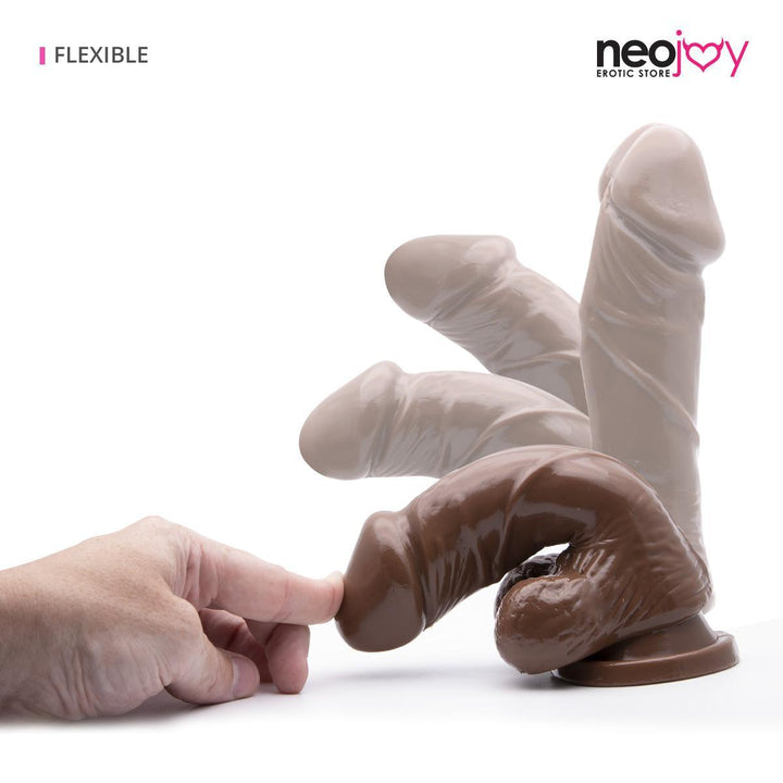 Neojoy Realistic Dildo TPE with Suction Cup - Brown 7.3 inch - 18cm 2