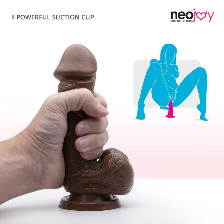 Realistic Dildo TPE with Suction Cup - Brown 7.4 inch -19 cm 3