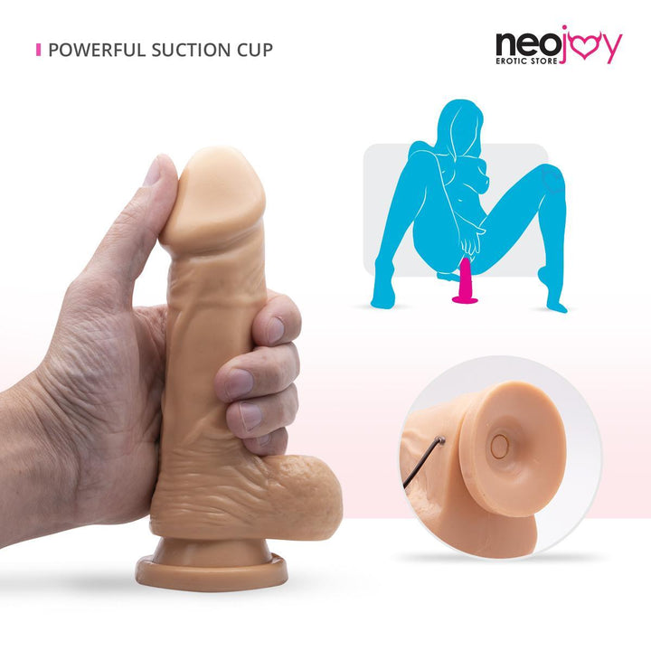 Neojoy Realistic Vibrating Dildo TPE with Suction Cup - Flesh 7.3 inch -18.63cm 7