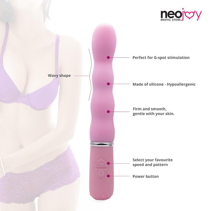 Neojoy Smooth Vibes G-spot Silicone Clitoral Vibrator 10-Speed Functions - Pink - Lucidtoys