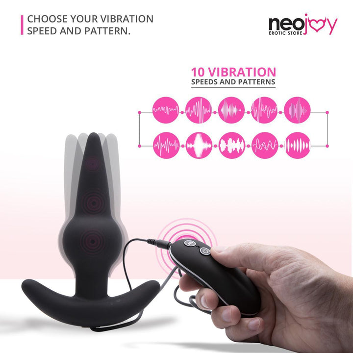 Neojoy - 10 Vibes Butt Plug (Black) - lucidtoys.com
