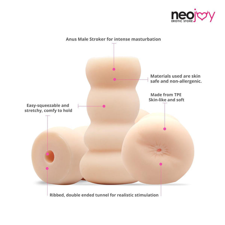Neojoy Smooth Male Stroker Realistic Ass - Flesh - 6.1 inch -15.5cm - Lucidtoys