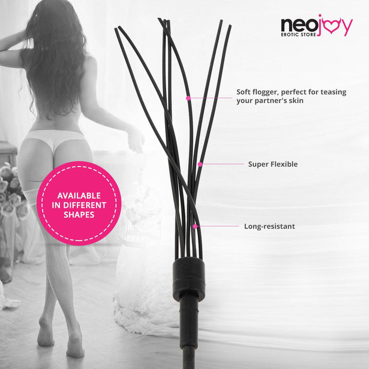 Neojoy Flogger Bondage Spanker Silicone - Black 19.68 inch - 50cm 6